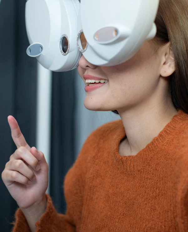 Woman at Optometry office during eye test